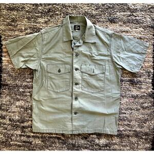 Needles Short Sleeve Fatigue Shirt Large Men Olive JDM Japanese Military